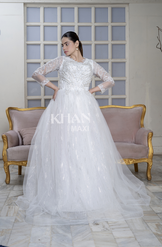 Celestia White Embellished Gown